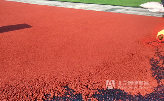 山西塑胶颗粒地面施工工程案例之别墅区休闲步道