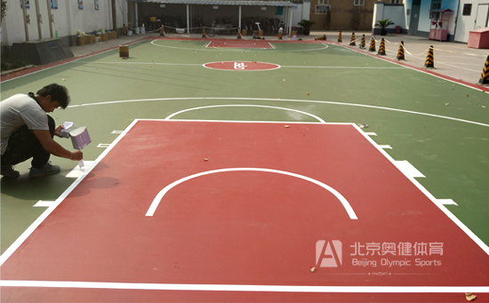 篮球场塑胶地面划线