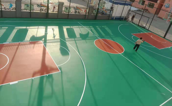 硅Pu室外篮球场施工方案之面层分区