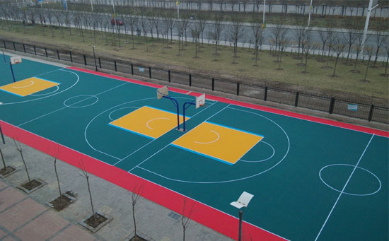 小学悬浮地板篮球场地图片