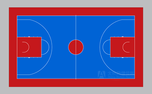 硅pu篮球场蓝红配色
