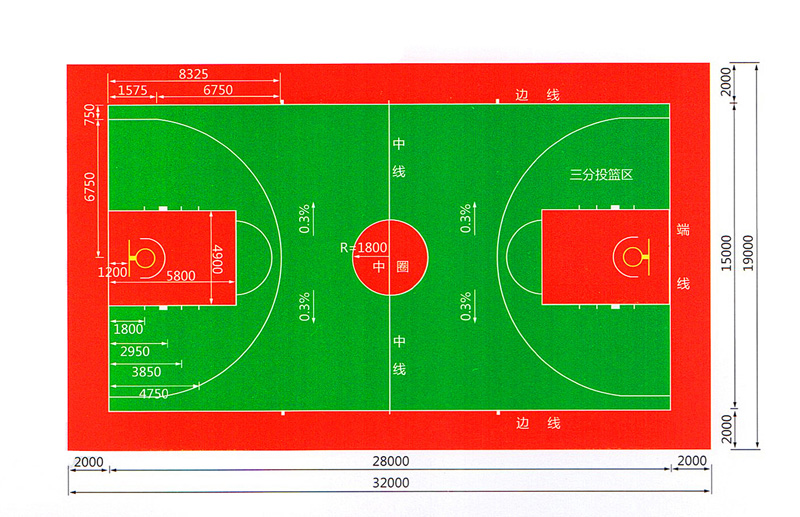 篮球场地标准尺寸配色