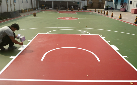 硅pu篮球场划线施工工艺