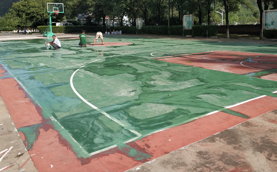 硅pu篮球场翻新工艺图片