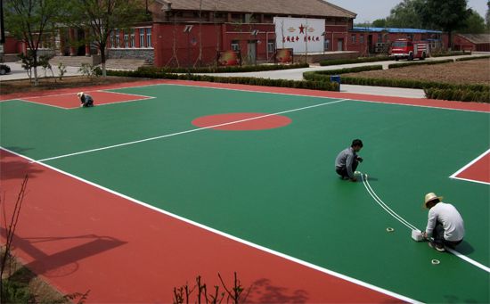 塑胶篮球场划线高清图片